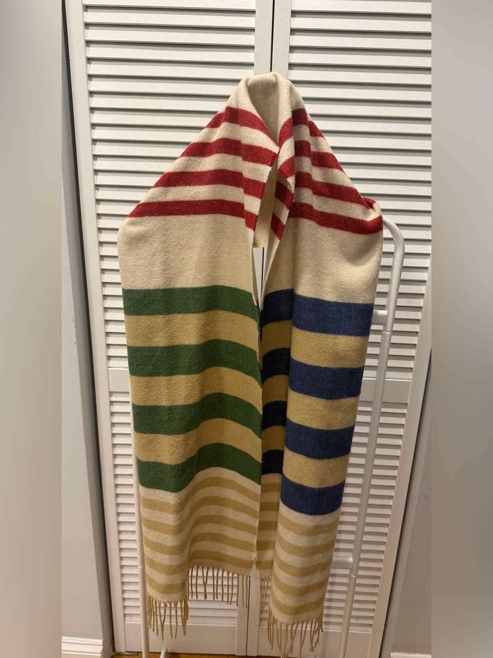 Vintage Lord & Taylor Multicolor Striped Fringe Scarf Made in Germany